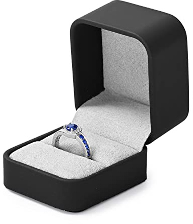 Papten PU-Leder Ringbox Schwarz, Verlobungsring Box,ringbox Hochzeit | Schmuckkästchen für Verlobung Heiratsantrag Valentinstag,schmuck geschenkbox,ringschatulle,4.5×5.5×6CM,wedding ring box