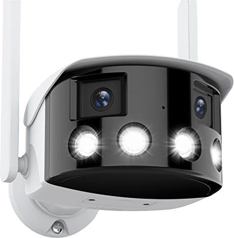 Telecamere di sicurezza domestica 2K 4MP Telecamera fissa panoramica a doppio obiettivo Angolo di visione ampio 180 ° Telecamera IP for esterni AI Telecamera di sicurezza for rilevamento umano Rilevam
