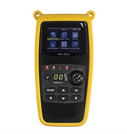 Buscador de señal de satélite digital, WS6933 Medidor de buscador de satélite LCD Receptor de TV por satélite digital con brújula Medidor de buscador de señal de satélite digital para ajustar la señal