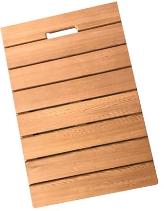 Tapis de douche pliable en bois de teck, tapis de douche en bambou pour salle de bain antidérapant imperméable taille personnalisable (100x85cm) caillebotis en bois massif pour salle de douc