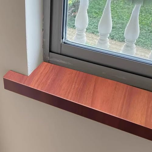 Davanzale Interno Finestra Pannelli Decorativi per Davanzali in Legno, Protezione per Finestre in PVC con Venature del Legno Rosso, Piastra di Finitura Piastrellata per Davanzali Vecchi(24x4in ( 61x10