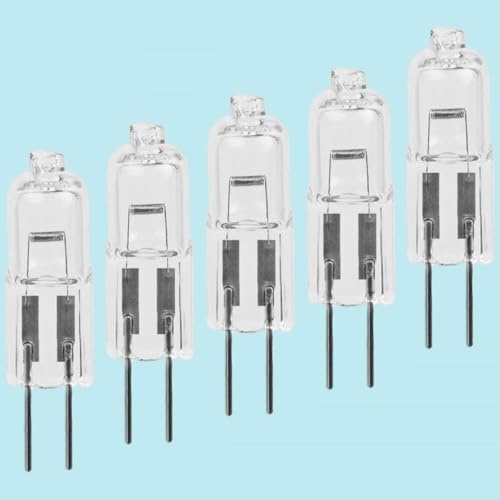 6V G4 Halogen-Leuchtmittel, dimmbar, 5 Stück, 5 W, 10 W, 15 W, 20 W, 25 W, 35 W, Bi-Pin-Leuchten für Mikroskope, Kronleuchter und Schrankbeleuchtung, 6 V-15 W