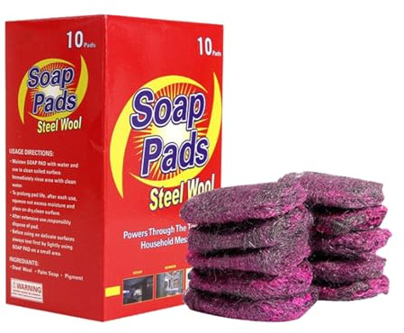 Steel Wool Soap Pads, Heavy Duty Soap Filled Scouring Pads, Strong Degreasing Polishing Steel Wool, CountertopCleaning Soap Brush For Bathroom Tiles, Various Metal Fixtures