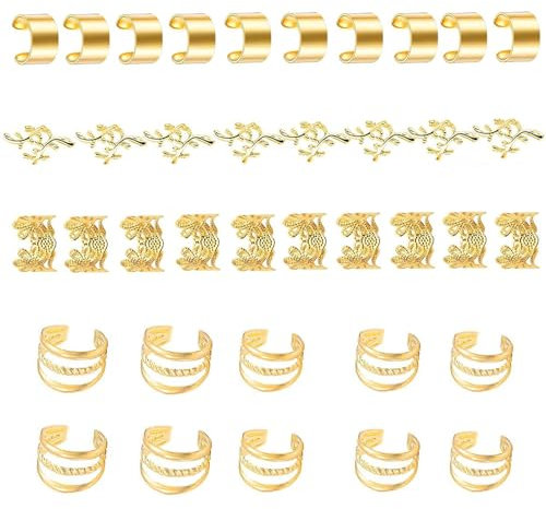 SueaLe Goldene Geflecht Clip Haarperlen Losen Spulen Haarclip Dreadlock Perlengeflecht Ringe Haarringe Haarschmuck Für Geflecht