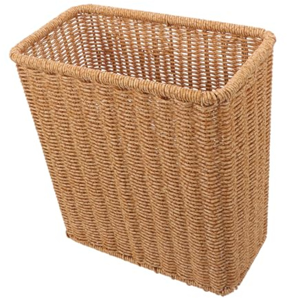 GLEAVI Cesta De Basura Tejida Multiusos Sin Tapa Diseño Estrecho Para Espacios Reducidos Fabricada Resistente Papelera Versátil Estilo Nórdico Adecuado Para Baño y Cocina Hogar