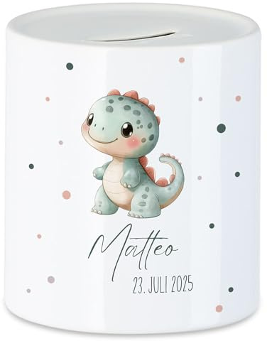 Spardose Kinder mit Namen Personalisiert, Tiermotiv Elefant Geschenk für Mädchen & Junge Geburtstag, Weihnachten, Geburt und Taufe - Sparschwein Geldgeschenk und Wunscherfüller