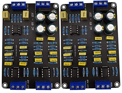 Ujjdwiurgh 2 PièCes Filtre Croisé Actif 2 Voies Diviseur de FréQuence de Haut-Parleur Aigus Graves avec Pré-Puce NE5532 pour Audio Modifié