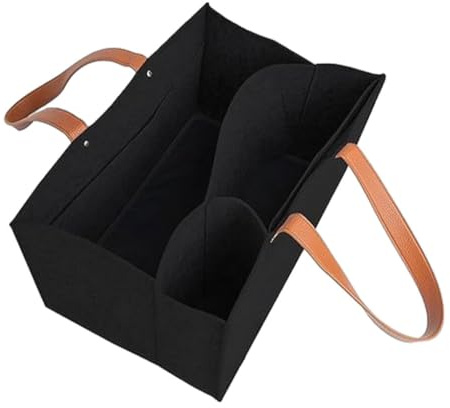 Zambuph Carpeta de pañales portátil de gran capacidad, bolso fieltro esencial para padres On Go con asa, bolsa pañales fieltro compacta, negro