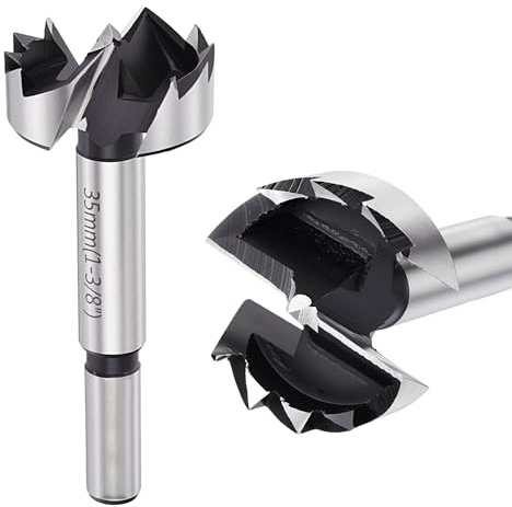 DTGN 35mm Forstner Drill Bit 1-3/8 Multi-Tooth Carbon Steel 1Pack Silver | Good for Wood Plastic Plywood Woodworking Hole Saw Cutter with Round Shank