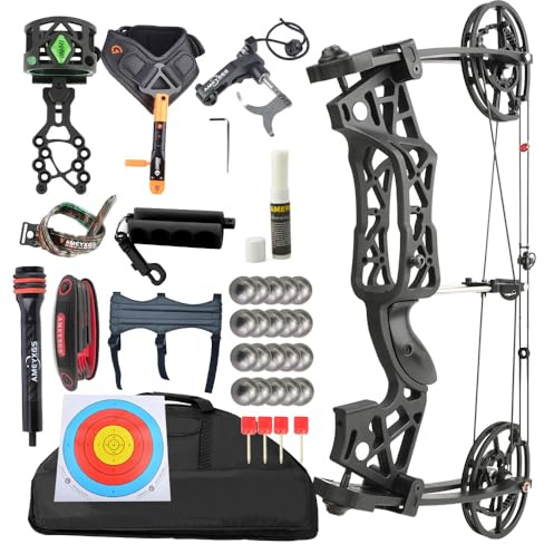 FQH Compound Bow Kit 40-65lbs Aluminium Alloy Body Epoxy Resin Limbs lBO 310 fps for LH RH Adults Archery Shooting Arrow Ball Dual-Purpose Hunting Target Training
