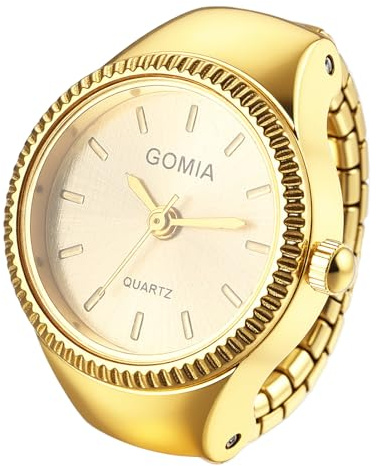 Avaner Ringuhr Elastisches Edelstahlarmband Rund: Fingeruhr Balkenskala 1ATM wasserdichte Fingerring Uhr Analog Quarz Elastisch Ring Uhr Uhrenring Geschenk für Männer Frauen