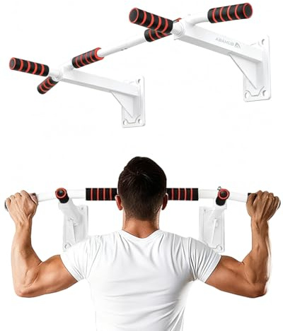 Abahub Klimmzugstange Wandmontage, Bohrmontage, Tragfähigkeit 200 kg | Mehrfach Griff Chin-Up-Bar für Heimtraining,Wand Klimmzugstange Pull up Bar sicher stabil Trainingsstange für Klimmzüge