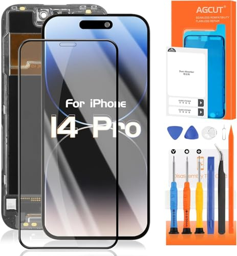 AGCUT Screen Replacement for iPhone 14 Pro LCD Display for iPhone 14 Pro A2650 A2889 A2892 A2891 A2890 6.5 Inch LCD Screen Digitizer 3D Touch Glass Panel Full Assembly with Repair Tools, Black Incell