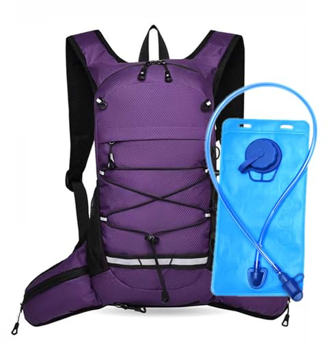 SOUNAY Cykelryggsäck 10 l, unisex, med reflektorremsor, vikbar dryckesryggsäck, cykel, löparryggsäck för pendling, cykling, jogging, vandring (lila)