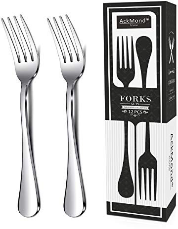 AckMond 12-Piece (20 cm, 8 inchs) Fine Stainless Steel Dinner Forks Table Forks, Heavy Duty and Mirror Polishing Forks Set