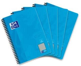 Oxford Touch Collegeblock B5 (17,6x25 cm) liniert mit Rand, 160 Seiten, aqua, 5 Stück