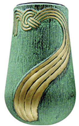 legendURN Grabvase aus Bronze grünen mit goldenen Details (Wandvase)