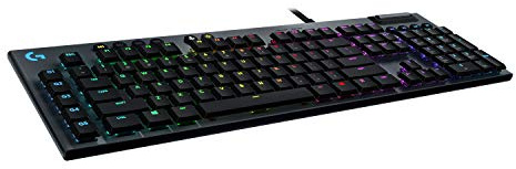 Logitech G815 mechanische Gaming-Tastatur, Clicky GL-Tasten-Switch mit flachem Profil, Skandinavisches Layout - Carbon