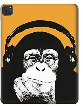 Funny Monkey with Headphone Pop Music Tablet Case Cover For iPad Pro 12.9 (2018,2019,2020)