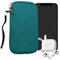 kwmobile Custodia in Neoprene con Zip per Smartphone L - 6,5 - Astuccio Portacellulare a Sacchetto con Cerniera - Borsa in petrolio