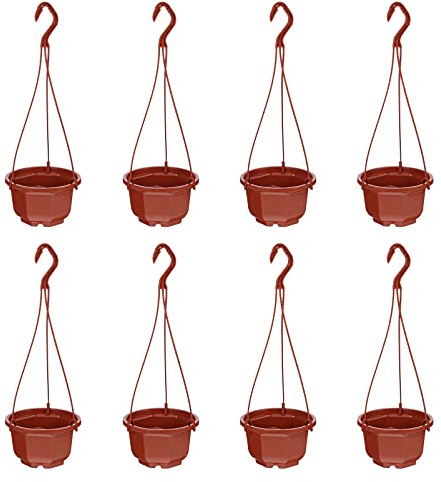 Cabilock 8Pcs Hängende Pflanzer Hängen Blumentöpfe Kunststoff Pflanzen Aufhänger Halter Hängenden Korb für Indoor Outdoor Garten Sukkulenten Decke Wand Fenster Hängen Kaffee