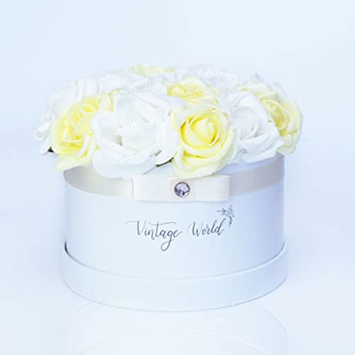 Vintage World Infinity Kosice Handgemachte Rosenbox, 16 Rosen, Geschenkidee, lange haltbar, gelb