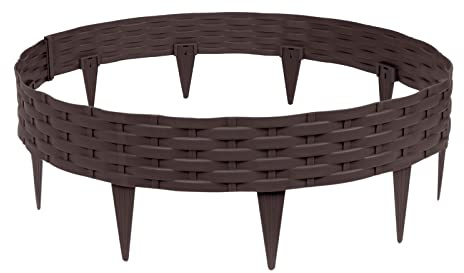 VA-Cerulean Kunststoff Rasenkante, 20M Rattan-Optik Beeteinfassung, Beetumrandung Palisade, Gartenpalisade, Beetzaun, Randsteine, Fencepanel, Braun, 1 Element (L x H): 100 x 20cm, 20 Stück