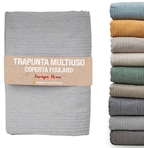 Colcha cama y colcha multiusos para sofás, colchas blancas de rayas. Plaid multiusos, cubre sofá, resistente y de calidad, hecho en España.Colchas cama 150 modernas,135,90 (180 x 280 cm, Gris Oscuro)