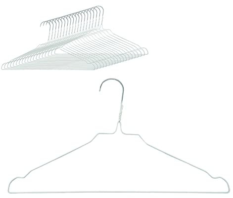 Quality-Collection Grucce Appendiabiti Porta Abiti Porta Vestiti in Filo Metallico con Barra per Pantaloni e Tacche Rock, Colore Bianco (20)