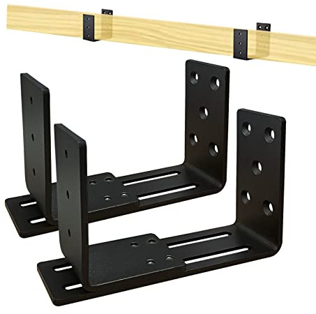 Adjustable Door Barricade Brackets, Heavy Duty Door Security Bracket, Drop Open Bar Holder For Security, Door Barricade Security Bar Bracket Fit For 2x4 And 4x4 Or Any Size Lumber, Carbon Steel, 2 Pcs