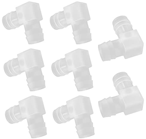 Coufce 5/8 Inch 90 Degree Elbow Hose Barb, Plastic 2 Way L Shaped Fitting, Barbed Splicer Mender Joint Adapter Union(8Pcs)