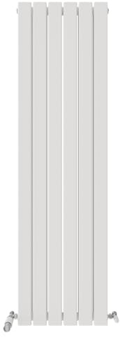 iBathUK Apex Wall Mounted Vertical Double Slim Flat Panel Radiator, 6-Column Steel, Hydronic Central Heating, High Thermal Output, Modern Designer Radiator for Bathroom in Matt White, 1600x456 mm