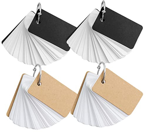 FUNOMOCYA 4 Stück Karteikarten mit Bindering aus Papier in Klassischem Design Blanko Lernkarten für Kreative Notizen und Vokabeltraining für Reise Tagebücher und Schüler