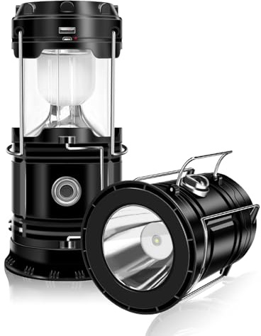 DIBMS 2-Pack Solar Camping Lantern, Collapsible Flashlight Emergency Lights
