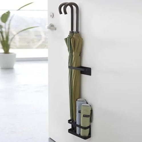 Badeamt Berlin - Regenschirmhalter, Wandmontage Regenschirmständer, kein Bohren, Höhenverstellbar, aus Metall (Schwarz)