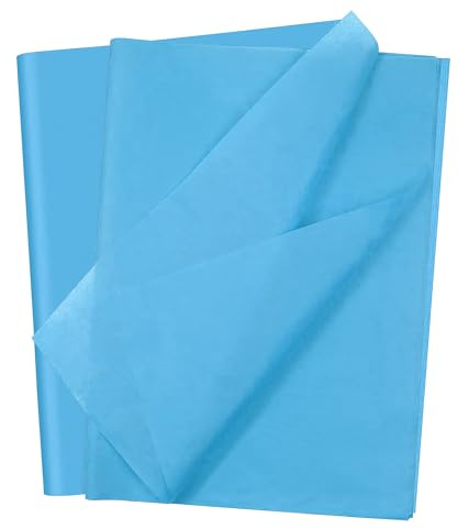 Farbiges Seidenpapier zum Verpacken von Geschenken, farbiges Seidenpapier für Handwerk, Kunst, Geschenkboxen und Taschen, Seidenpapier Basteln für Kinder (Himmelblau)