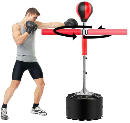 Stand Boxsack Boxständer mit 360 ° Reflex Bar Standboxtrainer für Boxing Einstellbare Höhe für Fitnessstudios Boxclubs zu Hause