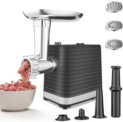 CASEGO Electric Meat Mincer Grinder, Food Grinder Sausage Maker with 3 Cutting Plates, Commercial Sausage Maker Stuffer Meat Mincer