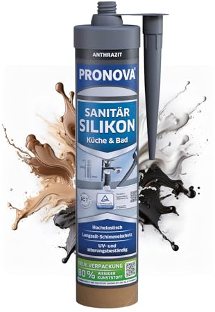Premium Sanitär Silikon Anthrazit Dusche Bad & Küche Dichtmasse für innen und außen Sicher gegen Schimmel 280ml - Made in Germany Vergilbungsfrei Hochelastisch UV- und alterungsbeständig