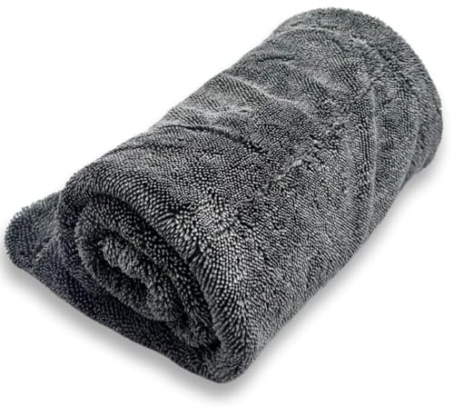 CUEMOON Gamma Dryer XXL, panno asciutto ultra assorbente, 1200 g/m², grigio 50 x 80 cm, fibre delicate arrotondate, antigraffio, extra grande, panno in microfibra per auto