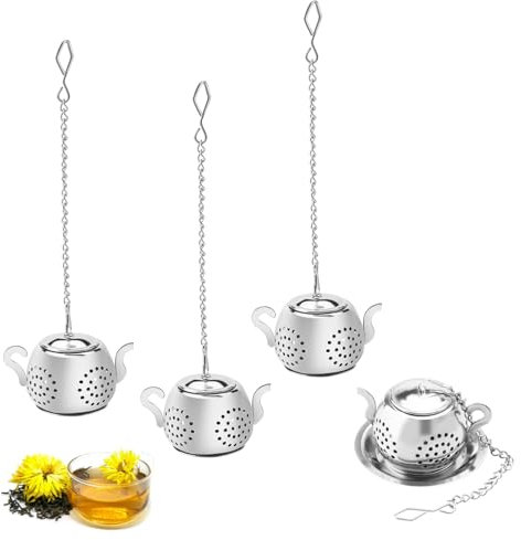 2 Stück Teesieb für losen Tee, Teefilter Edelstahl Tee Sieb Teesieb Groß mit Kette Teeei Teekann Teefilter für lösen Tee feinmaschiger aus rostfreiem Edelstahl 304 Ideal Geschenk für