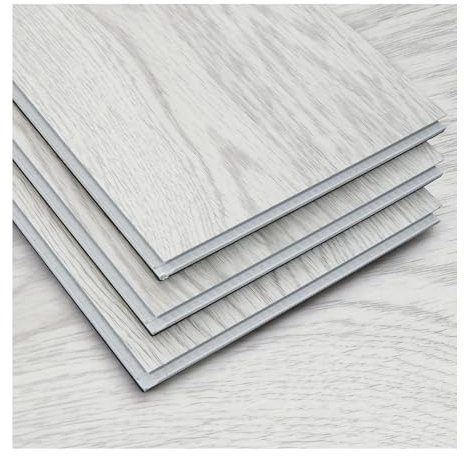 INMOZATA 20 PCS Luxury SPC Vinyl Flooring Interlocking Floor Tiles with Built-in 2mm Thick Soundproofing Foam Natural Wood Grain Click Flooring Planks 91.5 X15.2X0.4CM（White Grey）