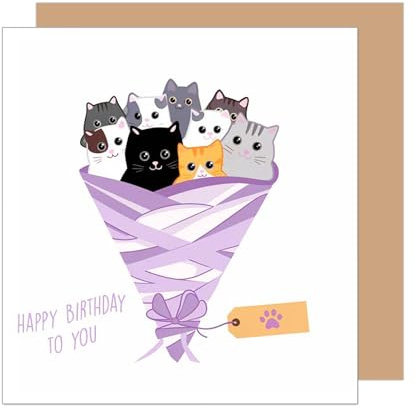 Edition Seidel Premium quadratische Geburtstagskarte mit Umschlag. Glückwunschkarte Happy Birthday to you Billet Karte für Frau Freundin Freund Kind Mädchen Junge Katzen Geschenk (GQ377 SW025)