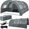 tectake® Tunnelzelt, 6 Personen, Familienzelt, Zelt groß mit Vorzelt und Bodenplane, UV-Schutz, Camping Zelt inkl. Tragetasche, 350 x 480 x 195 cm - dunkelgrau/hellgrau