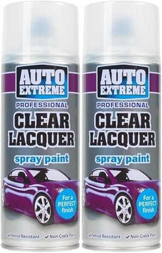 MIXEL Clear Lacquer Spray Paint, Fast-Drying Formula, Easy To Apply, DIY Enthusiasts, Ideal For Wood, Metal, Ceramic, Crafts, Indoor And Outdoor Use, 400ml, (2 Pcs)