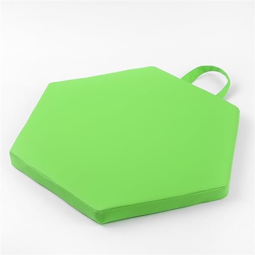 Hocker-Stuhlkissen,Quadratisches Sitzkissen, Nach Maß Sitzkissen,Outdoor-Kissen,Matte, rutschfeste Schnalle,Schaukel Sitzkissen für Outdoor, Terrasse, Drinnen (Sechseckgrasgrün,38x38x3)