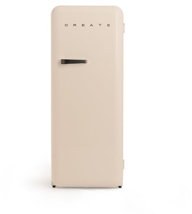 CREATE / RETRO FRIDGE 150 BLACK/Réfrigérateur sable avec poignée noir et congélateur 281L / 102W, faible consommation, 150 cm, 3 étagères, régulateur de température, 60x60x150 cm