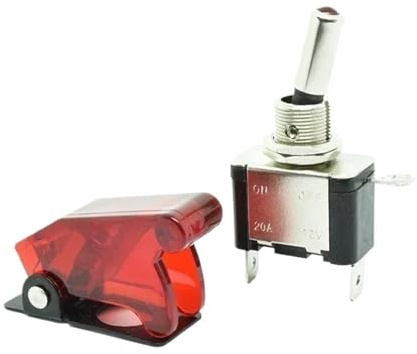 Interruttore a levetta a LED for auto, barca, camion, 12 V, illuminato, 3 pin, ON/OFF, 20 A, con protezione di sicurezza for aeromobili(Transparent Red,Blue Switch)