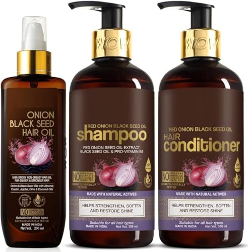 Skin Science Ultimate Onion Oil Hair Care Kit for Hair Fall Control | Shampoo 300ml + Conditioner 300ml + Onion Hair Oil 200ml