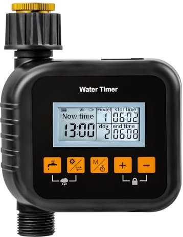 computer di irrigazione, irrigazione automatica con ritardo di pioggia/commutazione manuale/automatica, grande display LCD, controllo di irrigazione, orologio impermeabile IPX5, per giardino (A)